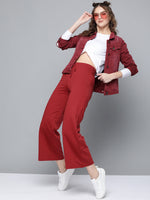 Maroon Terry Drawstring Wide Leg Pants