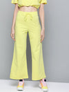 Yellow Terry Drawstring Wide Leg Pants