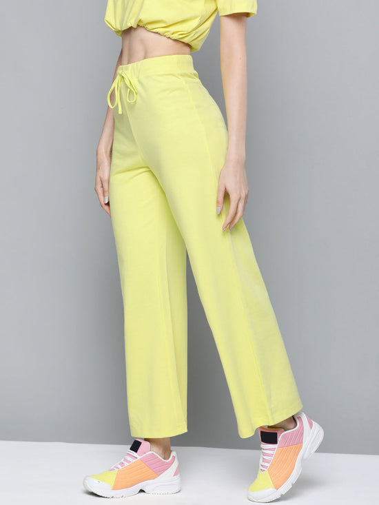 Yellow Terry Drawstring Wide Leg Pants