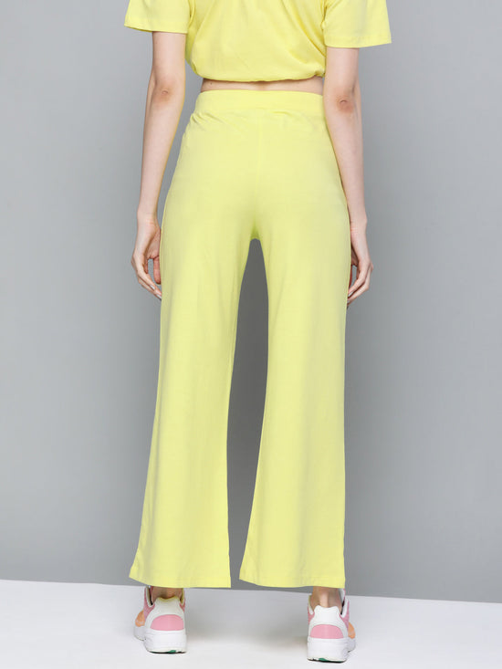 Yellow Terry Drawstring Wide Leg Pants