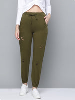 Olive Terry Ripped Joggers