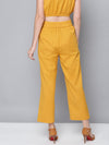 Mustard Cotton Linen Straight Pants