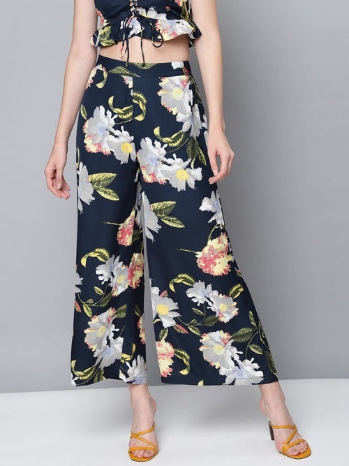 Navy Floral A-Line Pants