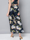 Navy Floral A-Line Pants