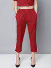 Maroon Cotton Linen Straight Pants