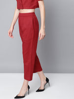 Maroon Cotton Linen Straight Pants