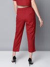 Maroon Cotton Linen Straight Pants