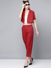 Maroon Cotton Linen Straight Pants