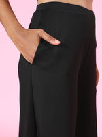 Black Scuba Wide Leg Pants