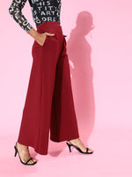 Maroon Scuba Wide Leg Pants