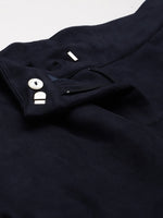 Navy Suede Button Hem Pants