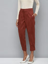 Rust Suede Button Hem Pants