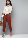 Rust Suede Button Hem Pants