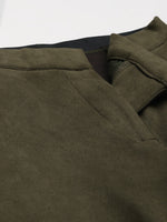 Olive Suede Straight Fit Pants