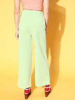 Women Mint Green Scuba Side Button Flared Track Pants