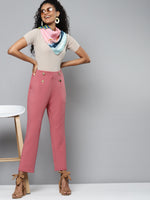 Coral Scuba Front Button Tapered Pants