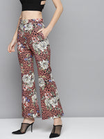 Pink Scuba Animal Floral Bell Bottom Pants