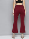 Maroon Scuba Front Slit Bell Bottom Pants