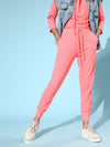 Neon Pink Drawstring Basic Joggers