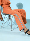 Coral Terry Animal Tape Wide Leg Track Pants