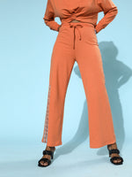 Coral Terry Animal Tape Wide Leg Track Pants