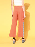 Women Coral Terry Animal Tape Wide Leg Track Pants