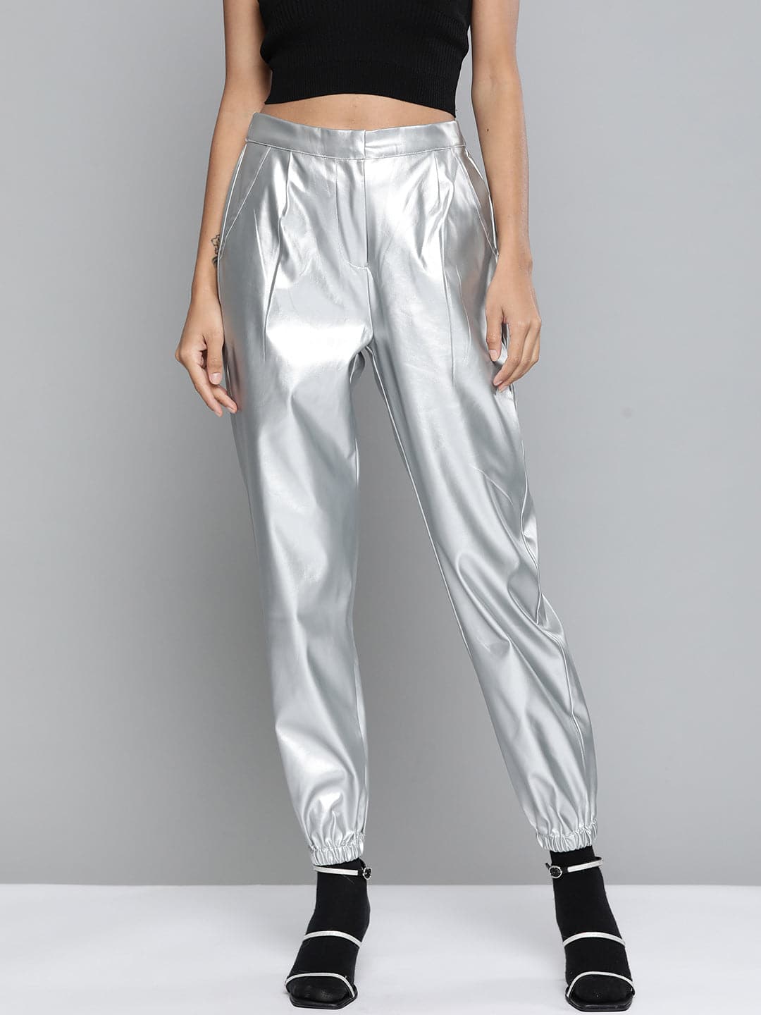 Silver Metallic Joggers