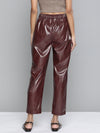 Burgundy PU Tailored Pants