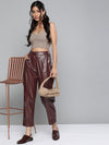 Burgundy PU Tailored Pants