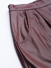 Burgundy PU Tailored Pants