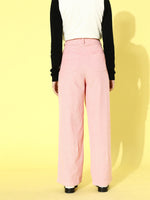 Womens Pink Corduroy Straight Pants