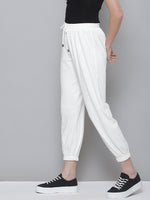 White Ribbed Drawstring Joggers