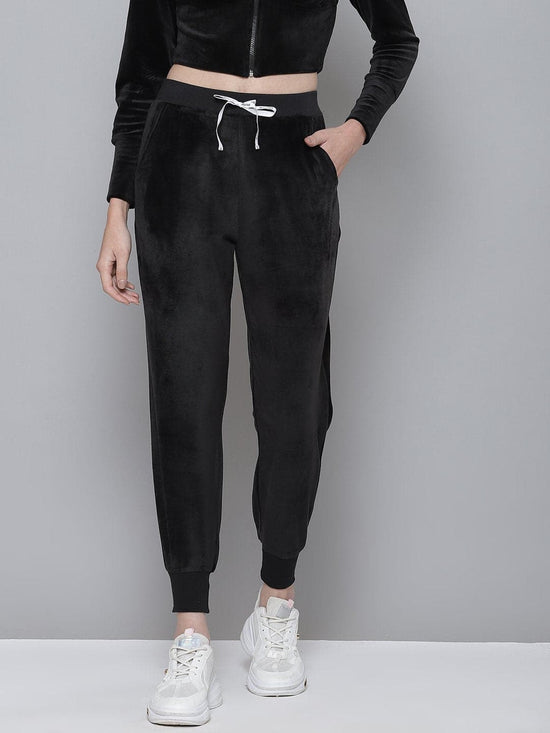 Black Velour Drawstring Joggers