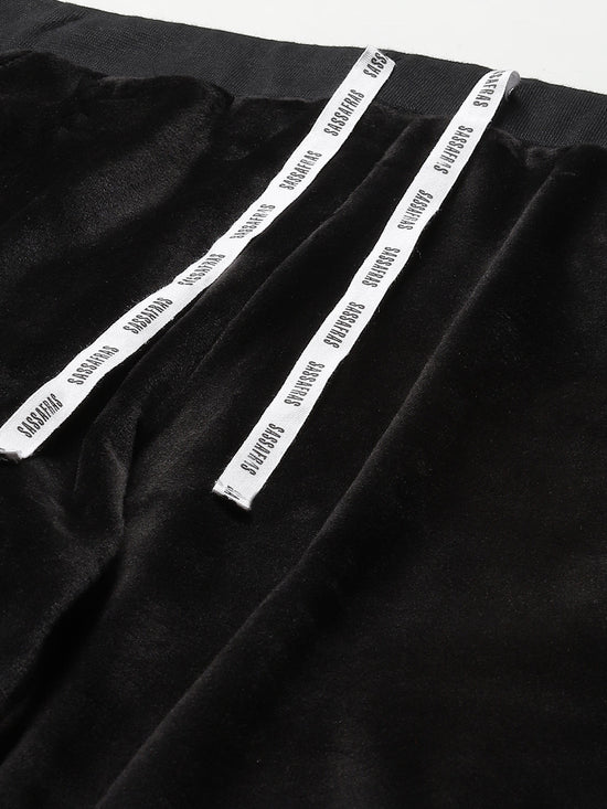 Black Velour Drawstring Joggers