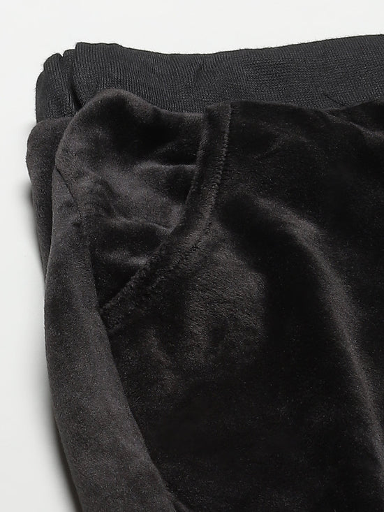 Black Velour Drawstring Joggers