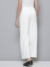 White Ribbed Wide Leg Drawstring Pants