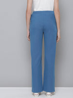 Blue Rib Straight Pants