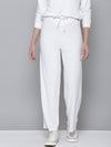 White Velour Wide Leg Track Pants