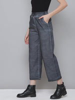 Charcoal Grey Twill Pigment Wash Straight Pants