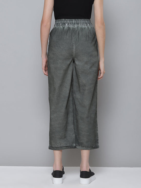 Olive Twill Pigment Wash Straight Pants