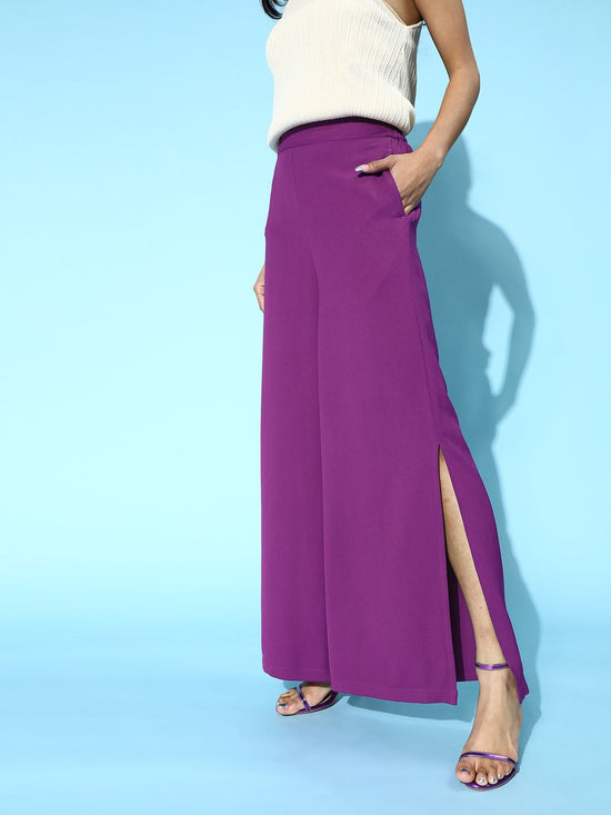 Purple Side Slit Peekaboo Comfort Pants