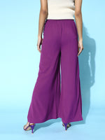 Purple Side Slit Peekaboo Comfort Pants