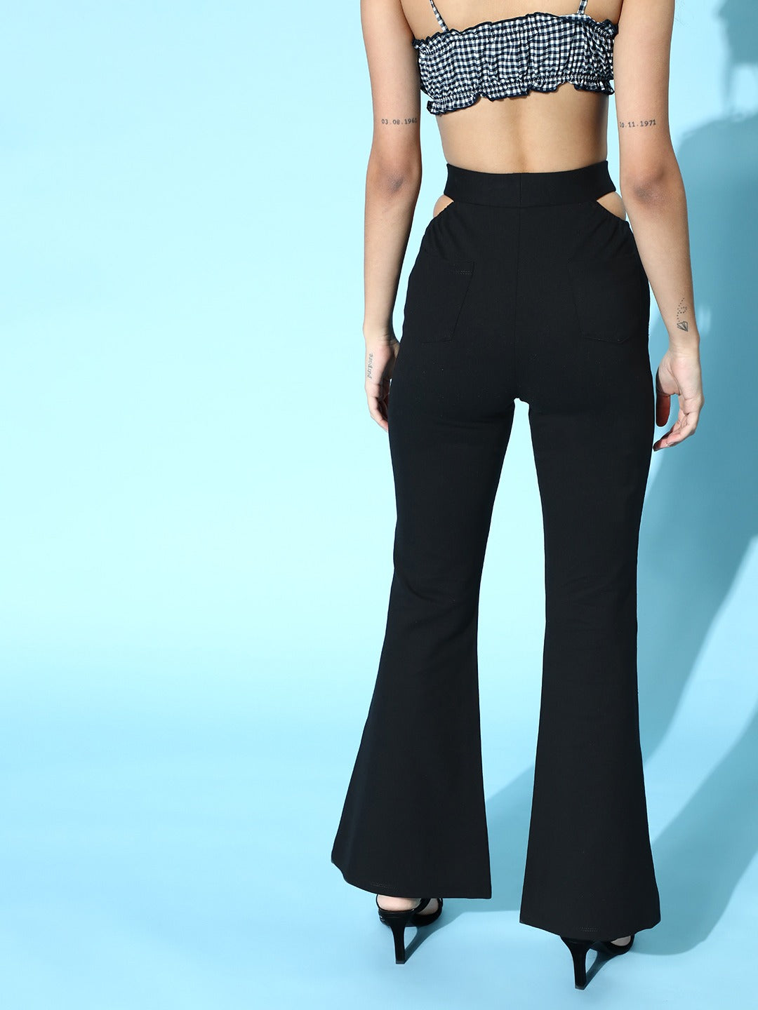 Wholesale Women Black Twisted Bell Bottom Pants With Twisted Crop Top –  Tradyl