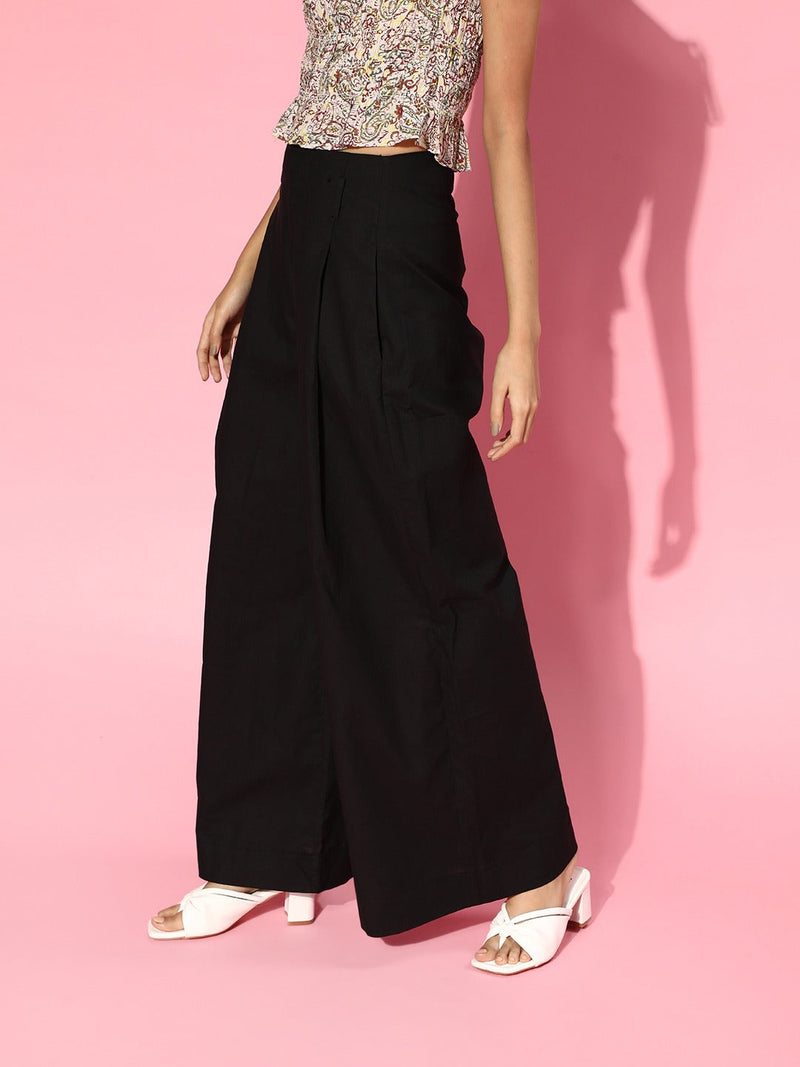 Wholesale Women Black High Waist Wide Leg Pants – Tradyl