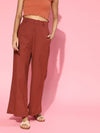 Women Maroon Wide Leg Pants