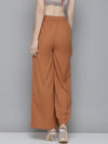 Women Rust Front Slit Wide Leg Pants