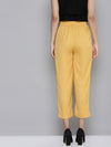 Women Yellow Front Pleat Pants