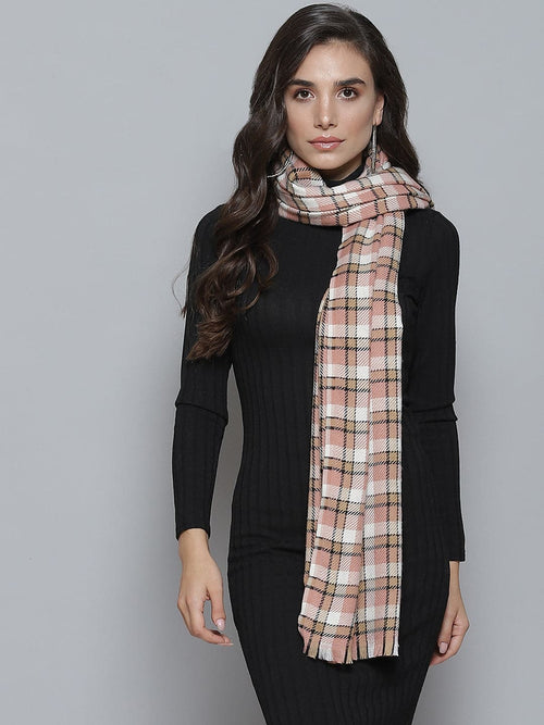 Brown & Black Polyester Check Stole