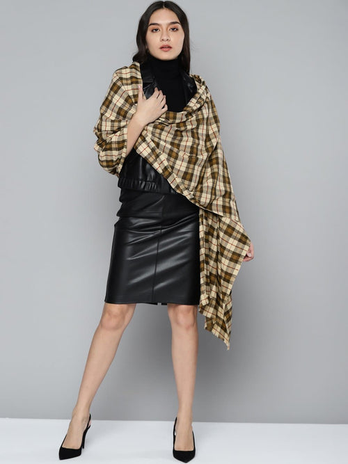 Brown & Black Check Stole