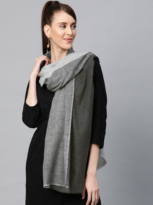 Grey & Black Colour Block Acrylic Wool Stole